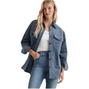 Madewell Corduroy Twill Oversized Shirt-Jacket NM649 Teapot Blue NWT Size XS